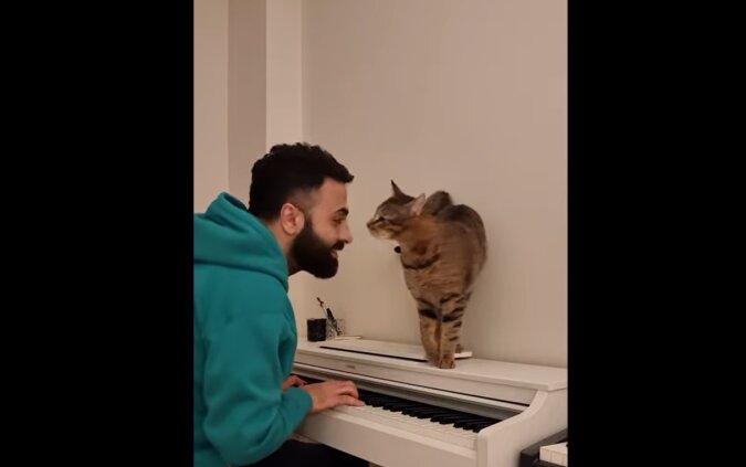 Sarper und seine Katze. Quelle: YouTube Screenshot